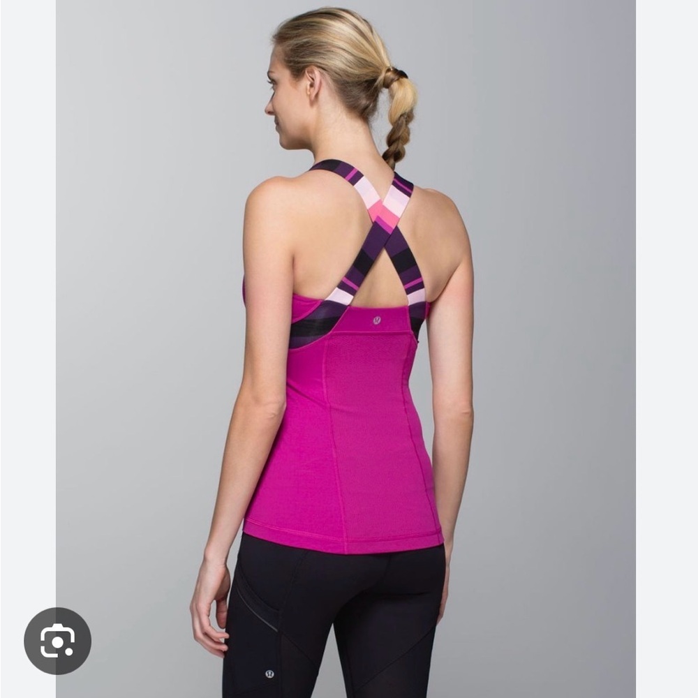 Lululemon Push Ur Limits Tank - Raspberry / Assorted Stripe. - Picture 2 of 6